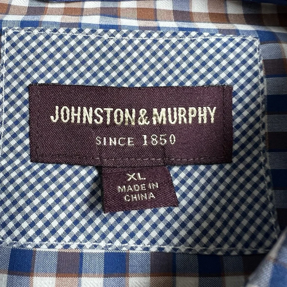 Johnston & Murphy Mens XL Multicolor Plaid Long Sleeve Flip Cuff Button Up Shirt